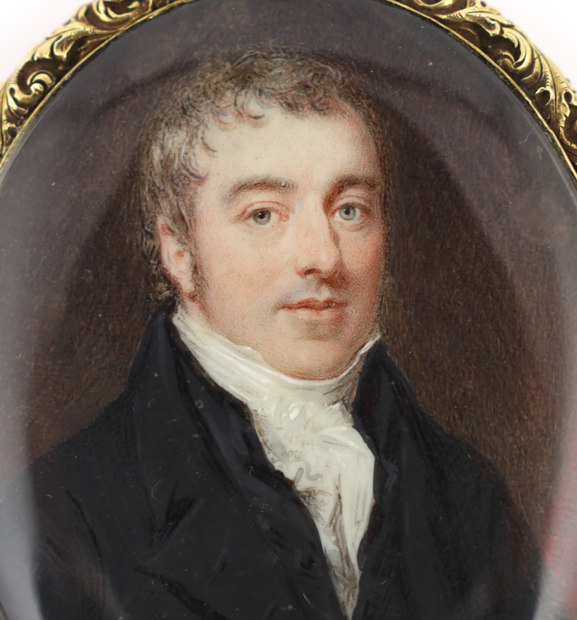 George Patten ARA (British, 1801-1865), Portrait miniature of a gentleman, watercolour on ivory, 6.2 x 5cm. CITES Submission reference C24YRMZT